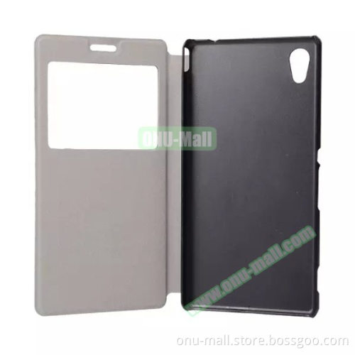 Caller ID Display Window Pattern Wallet Flip Leather Cover Case for Sony Xperia M4 Aqua